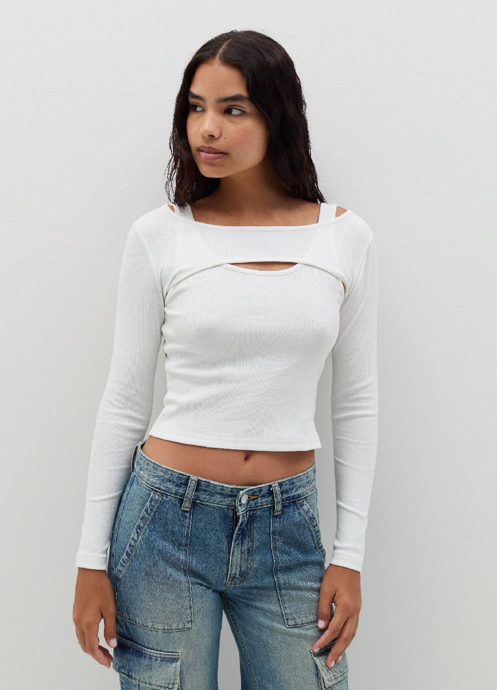 B. ANGEL T-shirt a maniche lunghe con dettaglio cut out Vendita Calda
