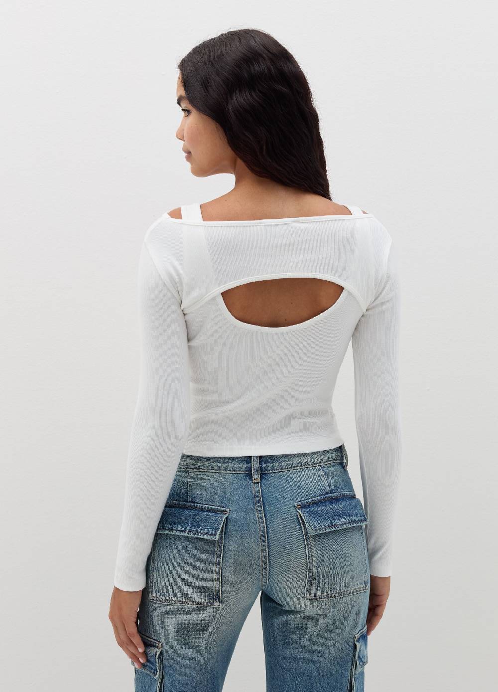 B. ANGEL T-shirt a maniche lunghe con dettaglio cut out Vendita Calda