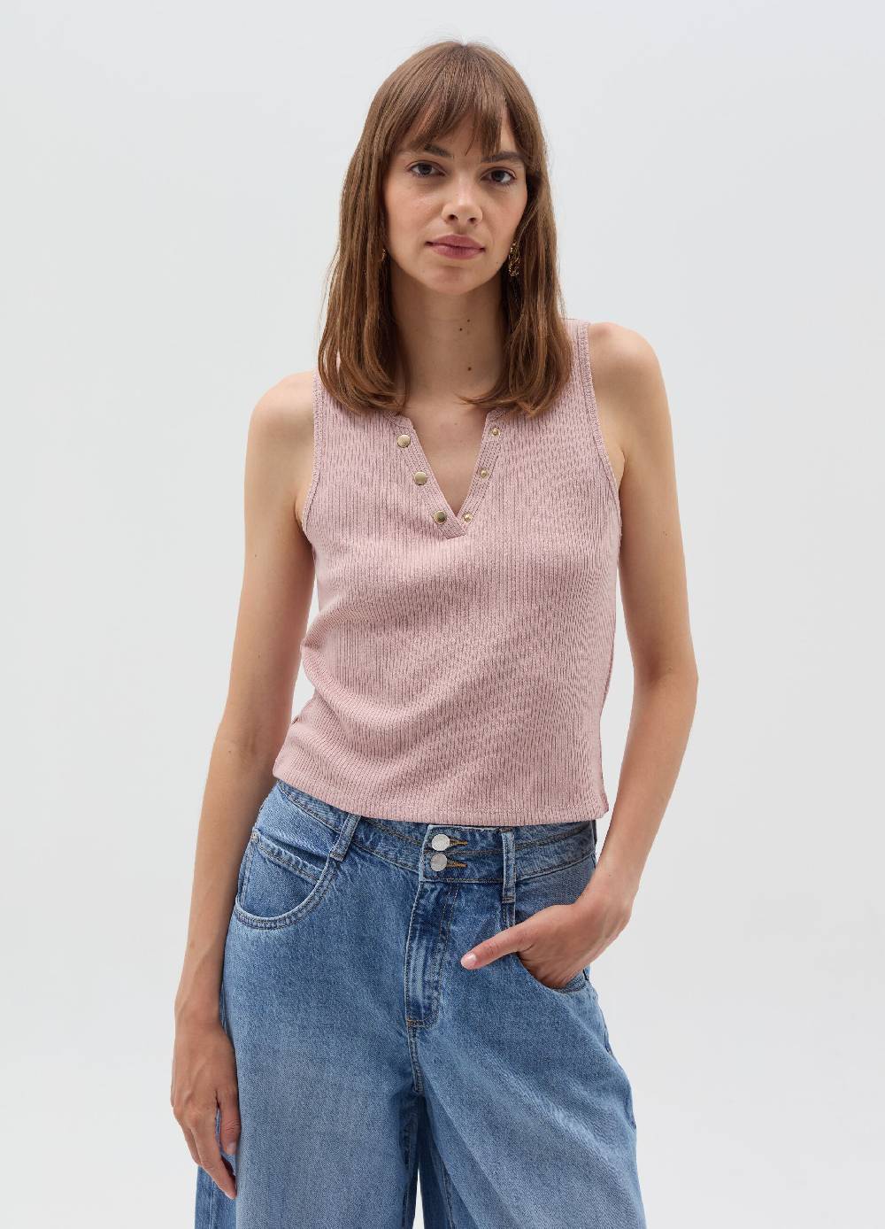 OVS Tank top scollo a V con bottoni In Saldo