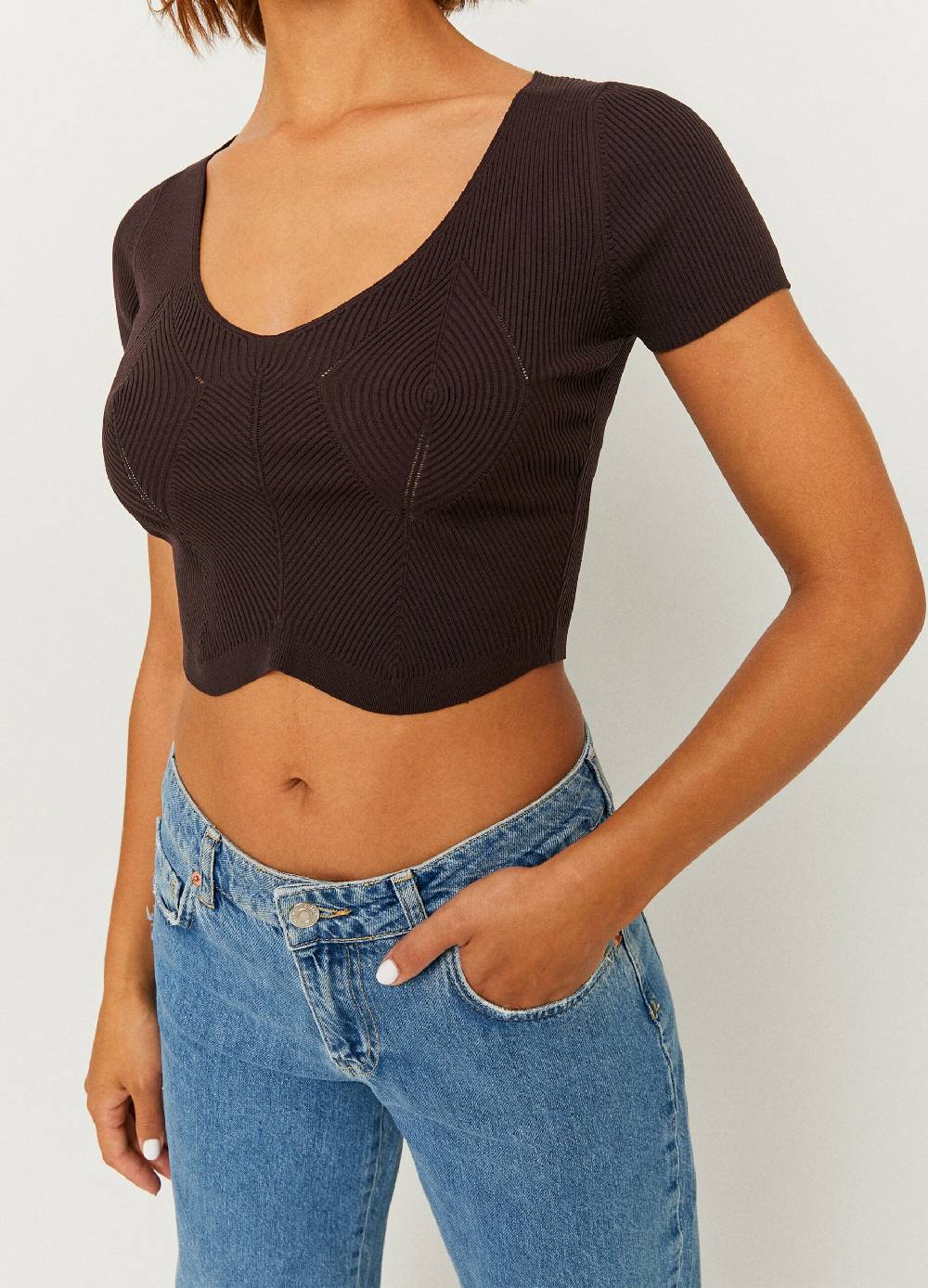 TALLY WEIJL Crop top a costine Nuovo