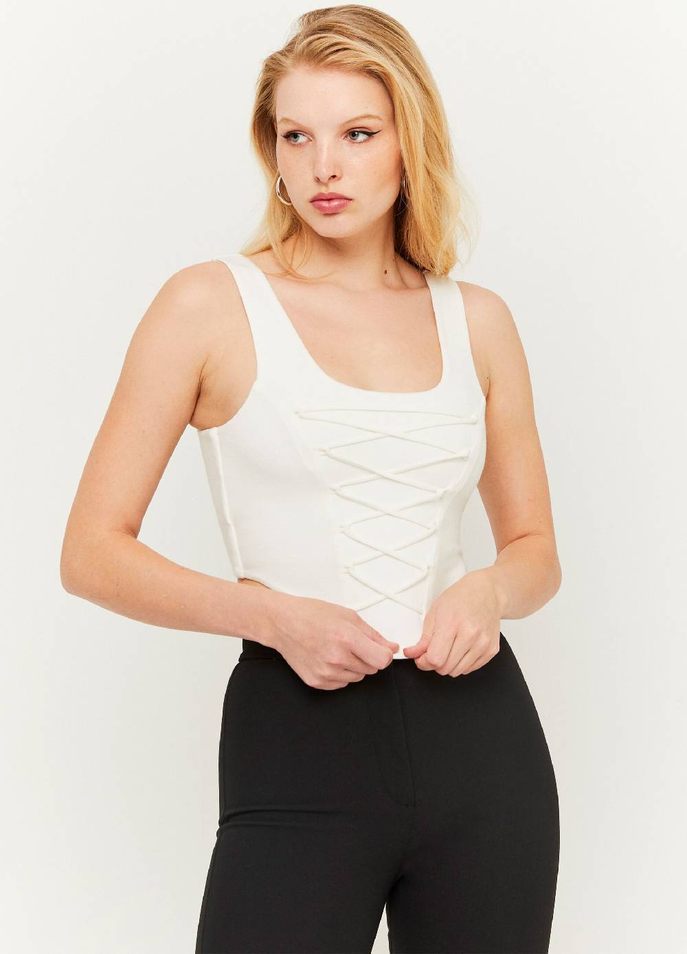TALLY WEIJL Crop top a corsetto con lacci incrociati Vendita
