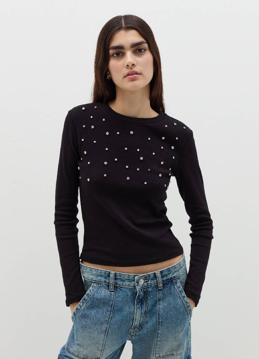 B. ANGEL T-shirt a maniche lunghe con strass Promozione