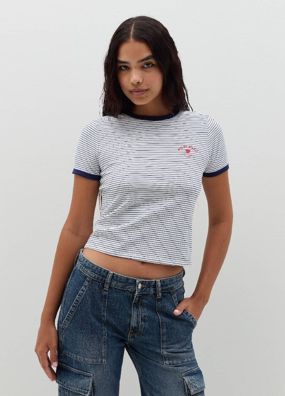B. ANGEL T-shirt con profili a contrasto e stampa Presa