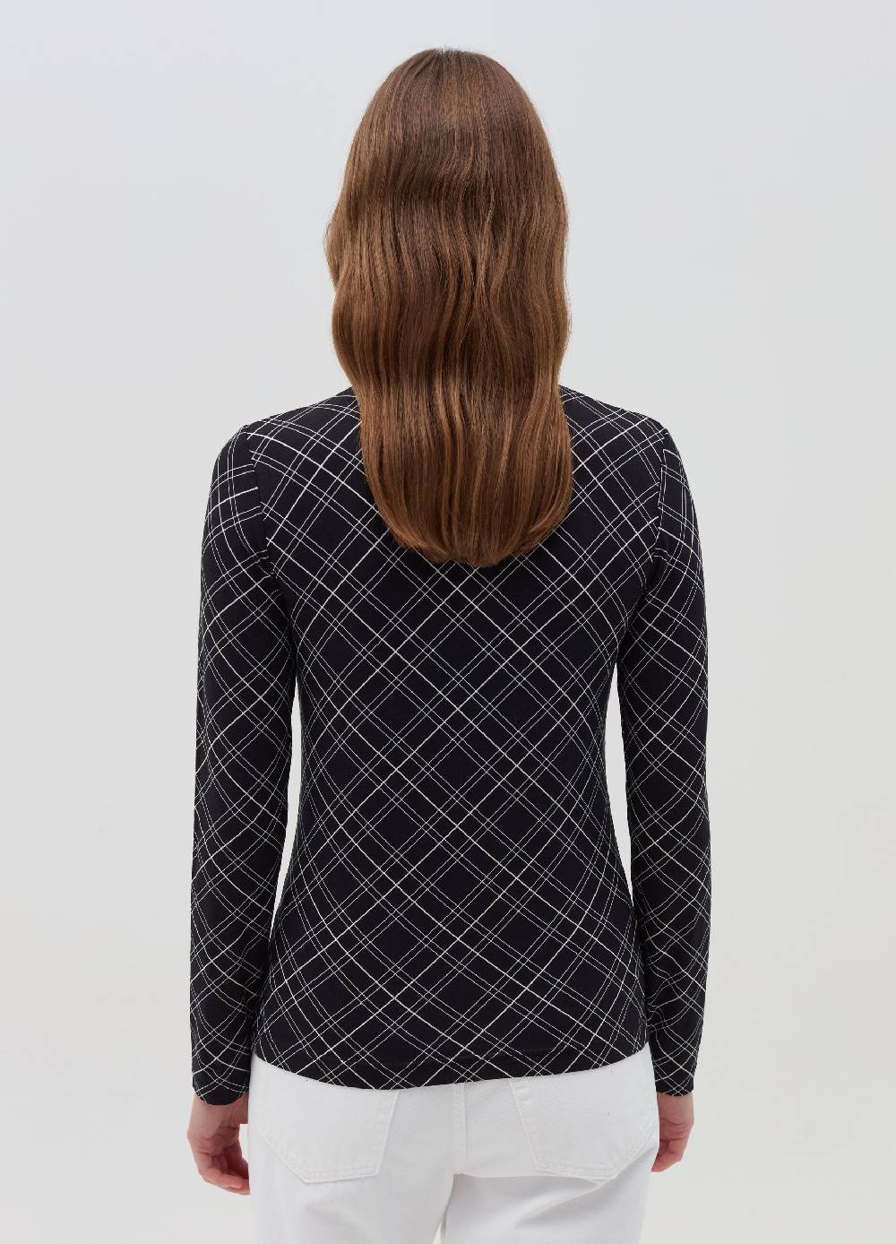 OVS T-shirt mock neck con fantasia check Saldi