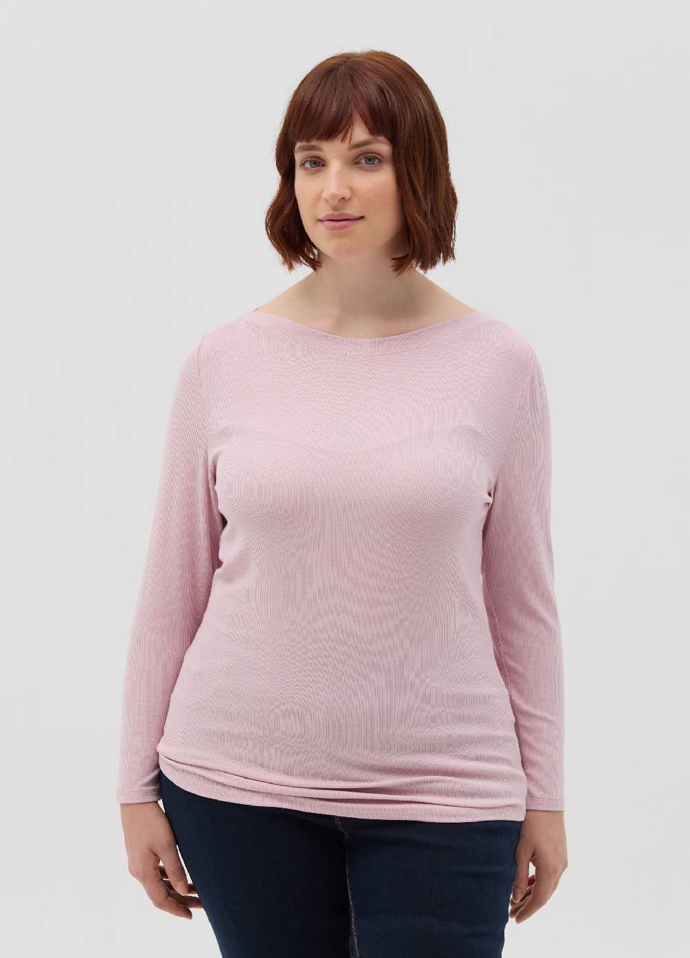 MYA T-shirt a costine con scollo a barca Curvy In Saldo