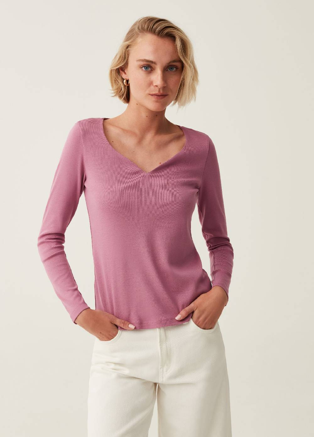 OVS T-shirt a maniche lunghe con scollo a cuore Italia