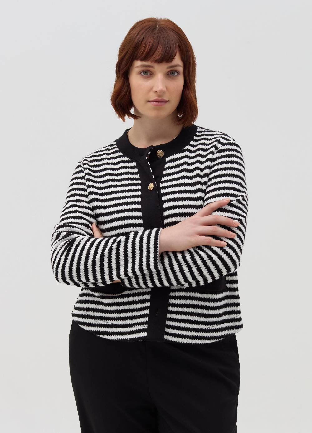 MYA Cardigan a righe con bottoni dorati Curvy In Linea
