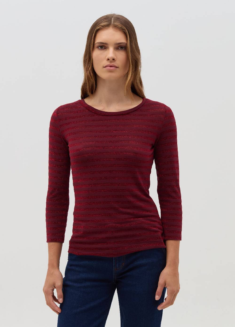 HYBRID T-shirt a righe in lurex maniche a tre quarti Nuovo