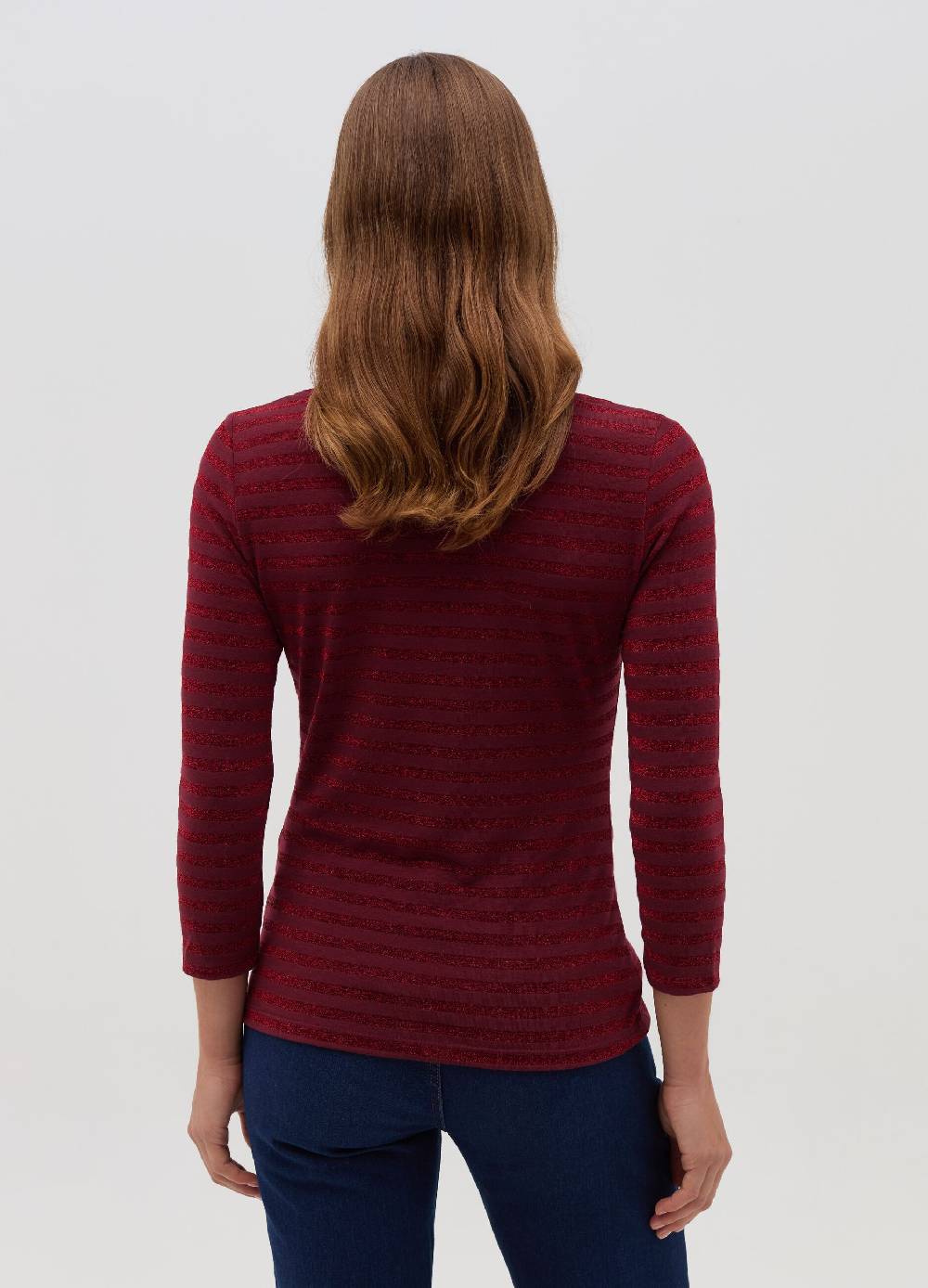 HYBRID T-shirt a righe in lurex maniche a tre quarti Nuovo