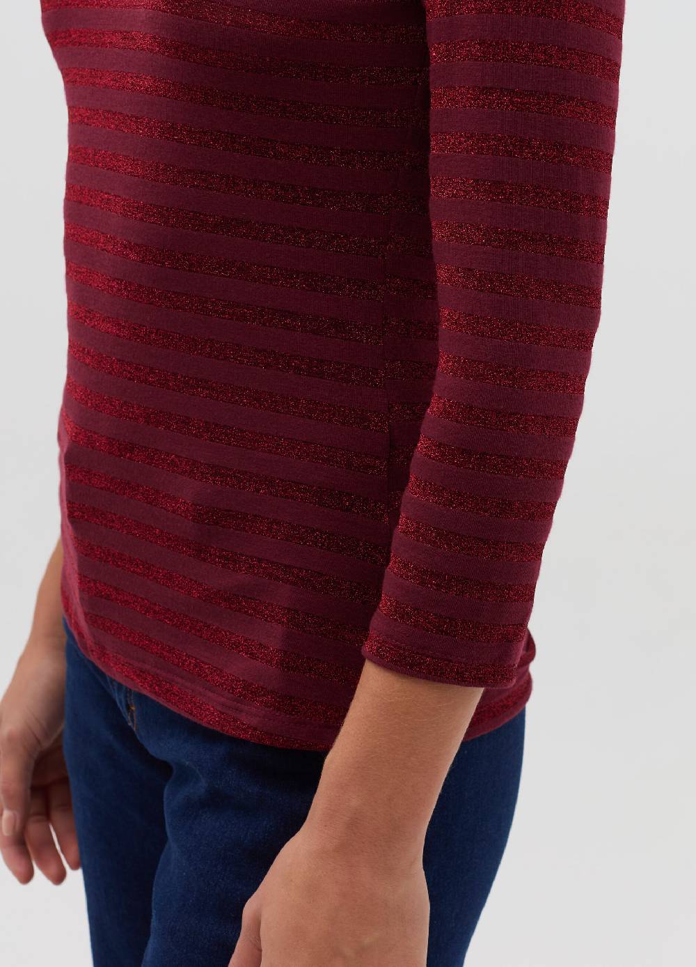 HYBRID T-shirt a righe in lurex maniche a tre quarti Nuovo