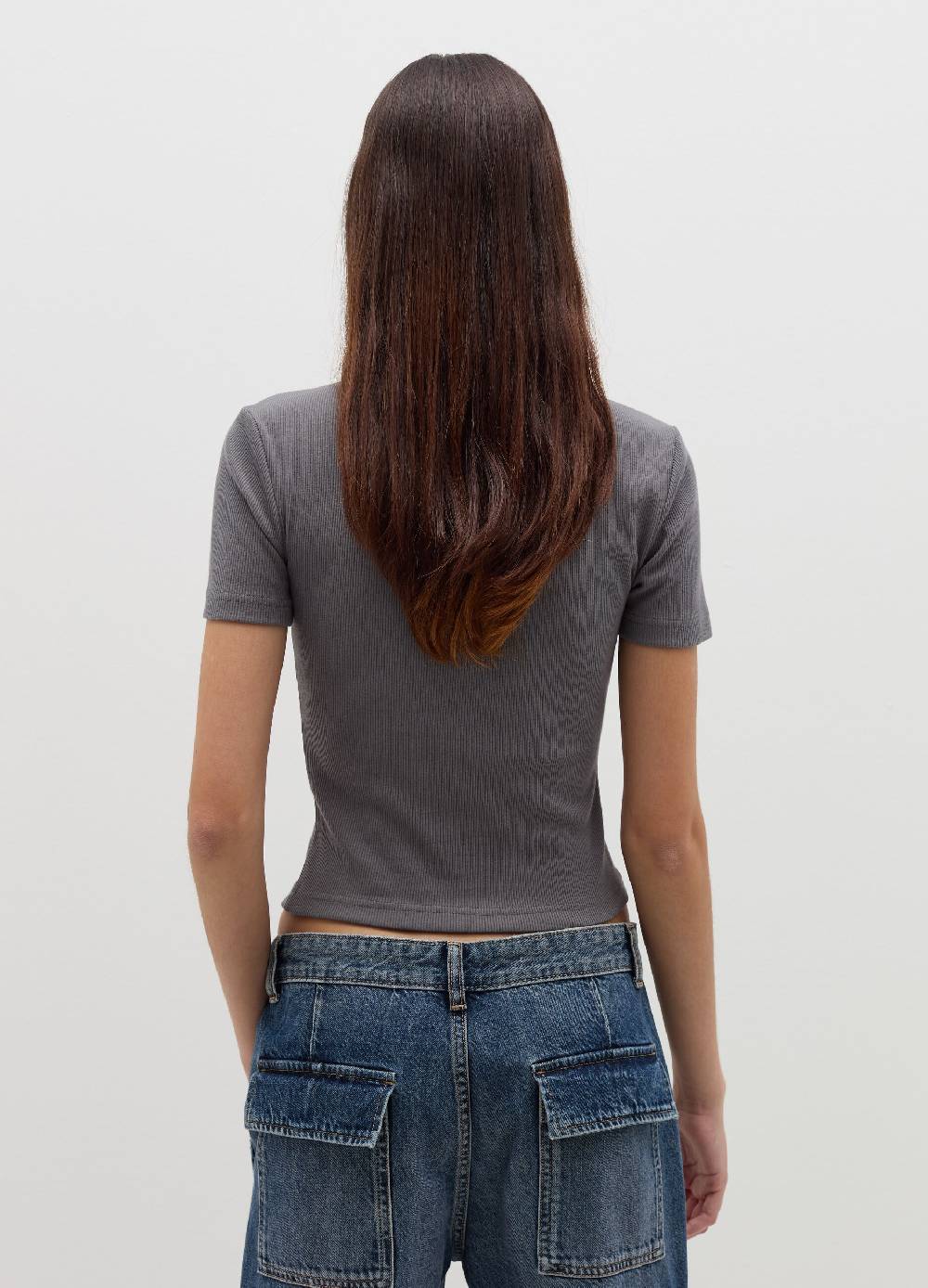 B. ANGEL T-shirt in cotone stretch a costine Pezzi Unici