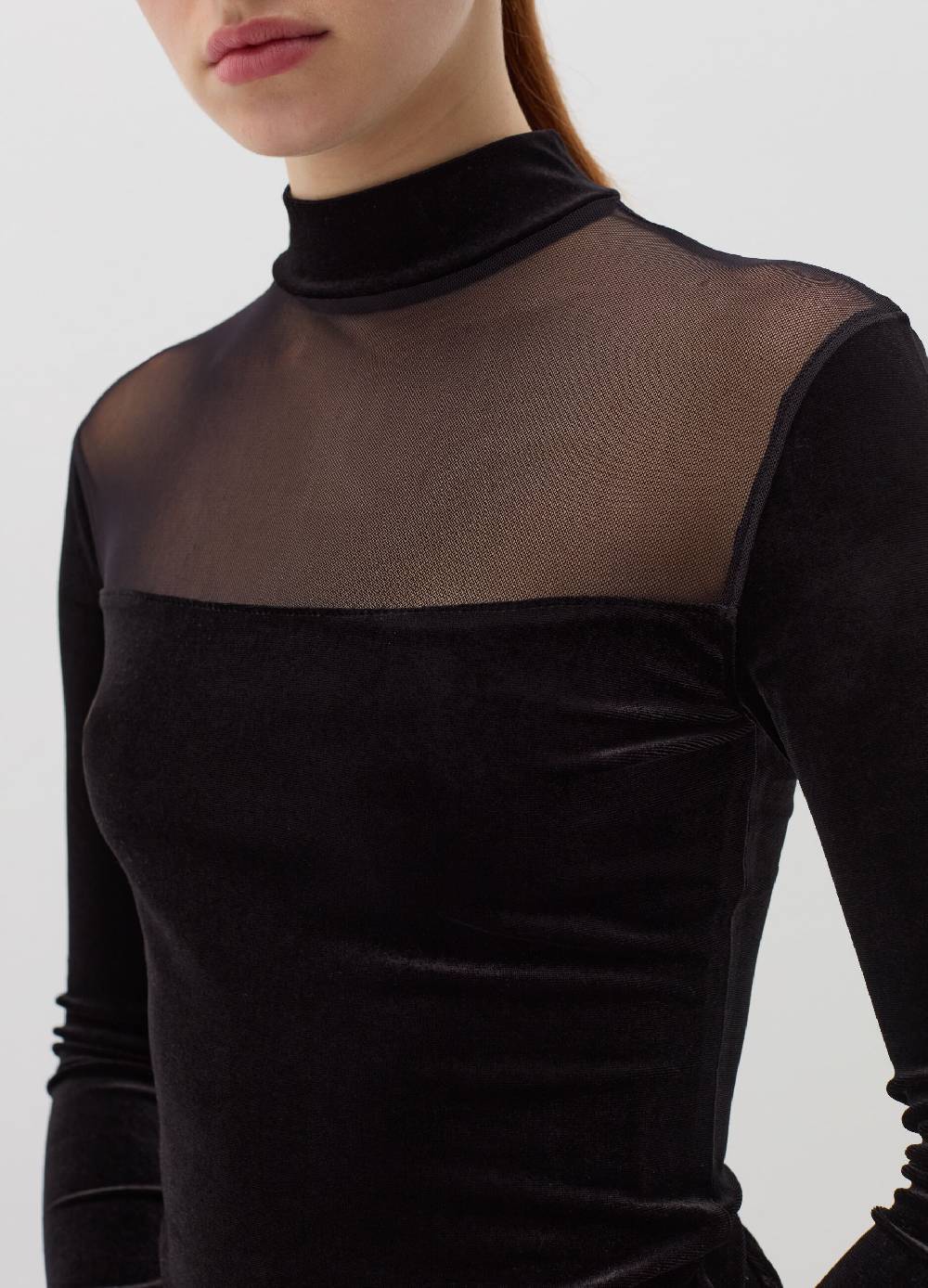 B. ANGEL T-shirt in velluto con inserto in mesh Economico
