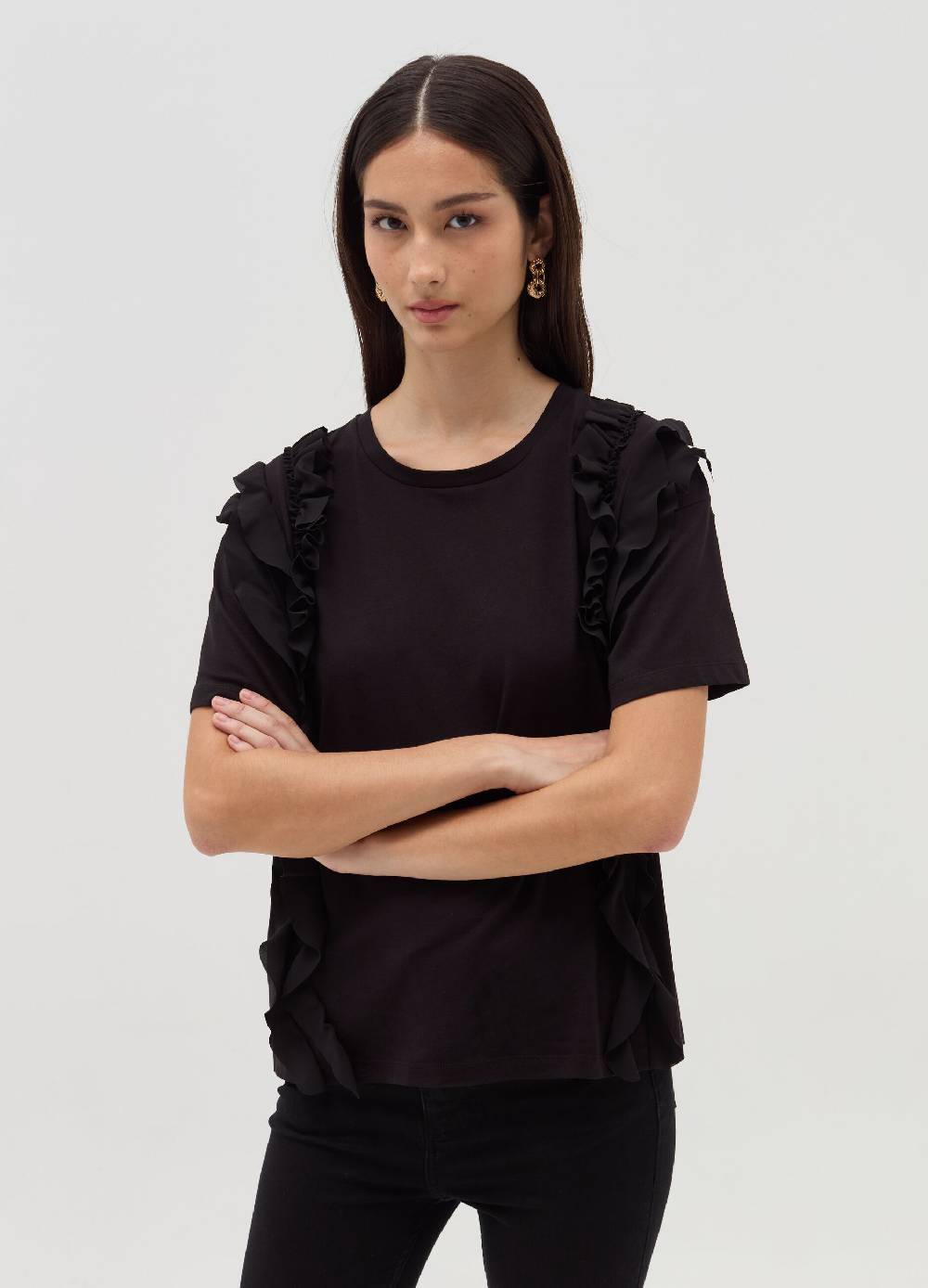 OVS T-shirt con rouches e volant Outlet