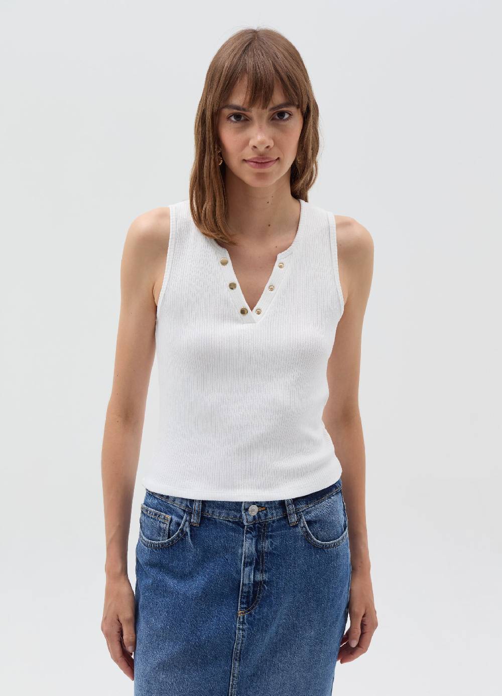 OVS Tank top scollo a V con bottoni 2025