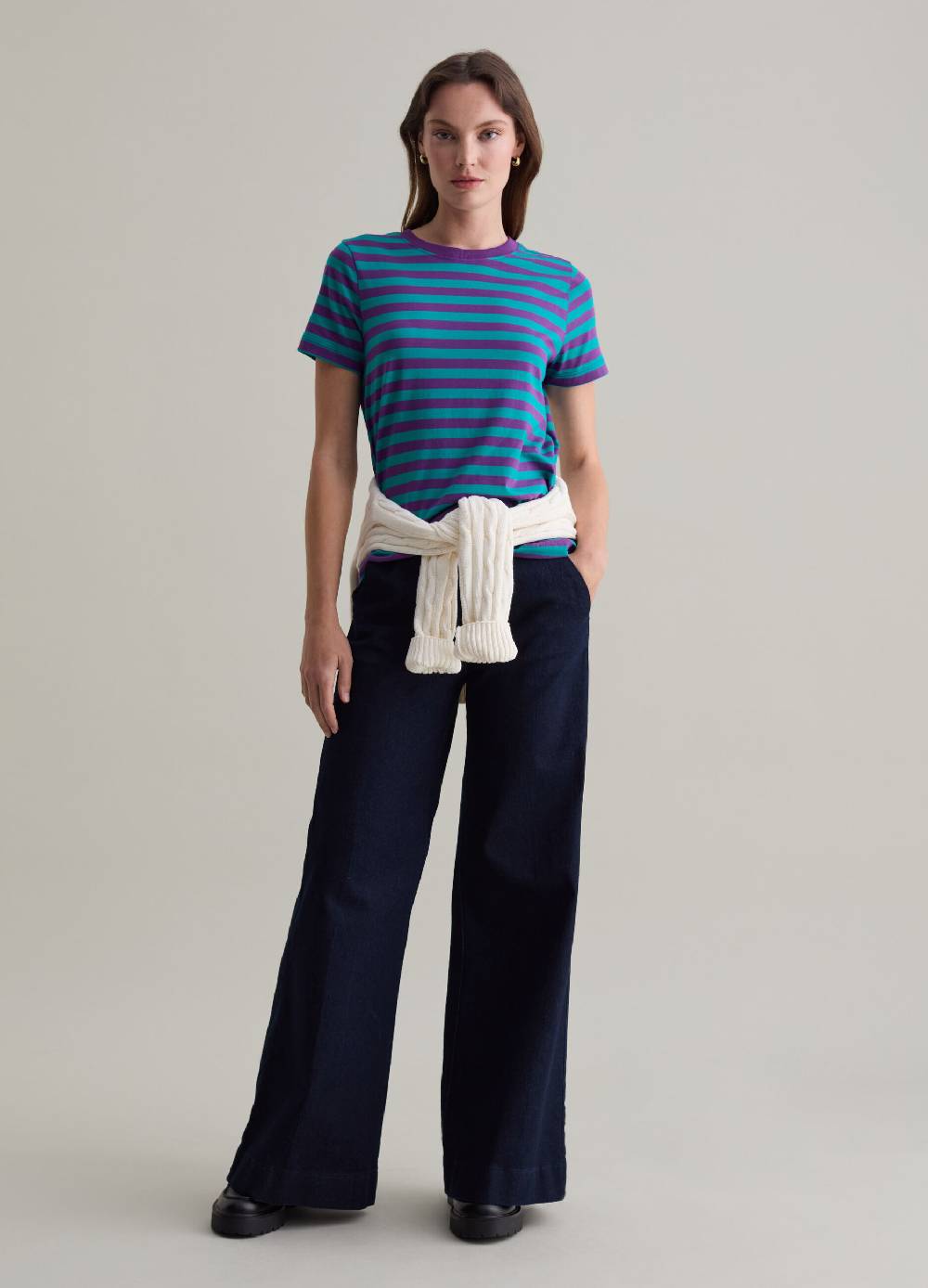 PIOMBO T-shirt in cotone Supima a righe