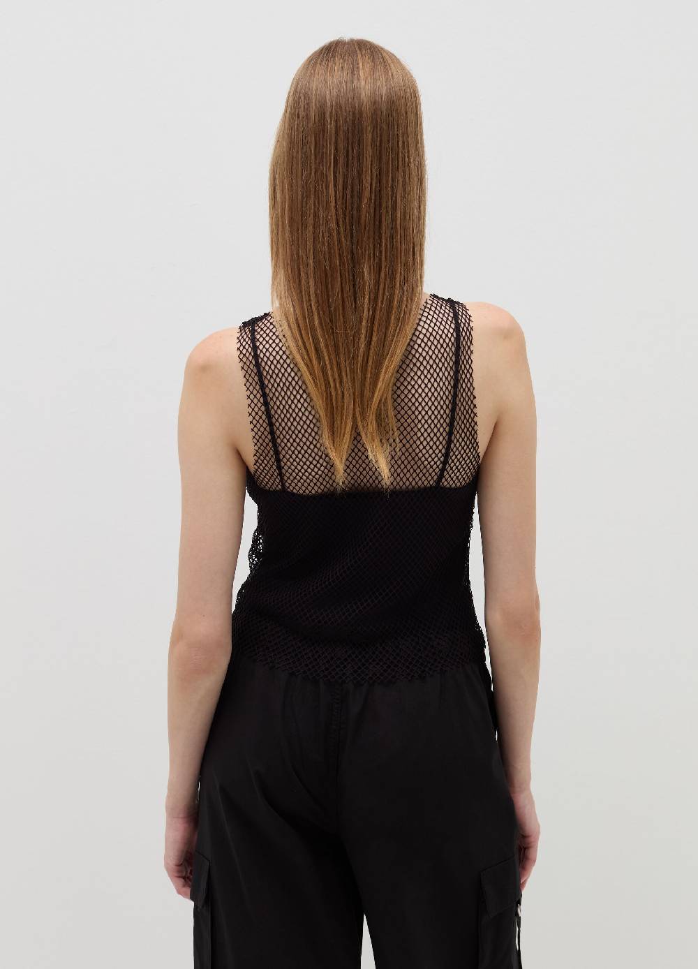 B. ANGEL Tank top in rete con micro strass Vendita