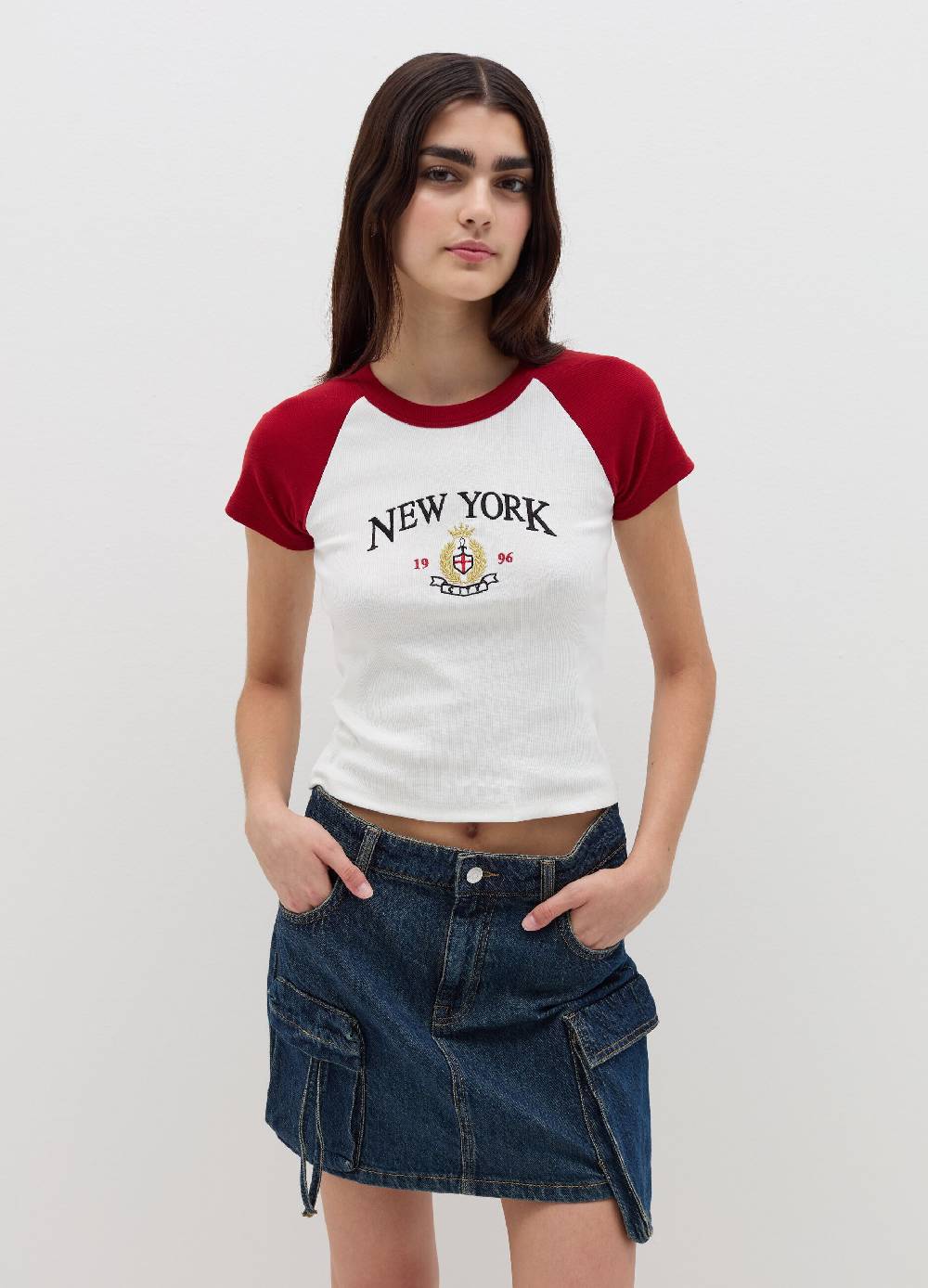 B. ANGEL T-shirt a costine con ricamo Promozione Limitata