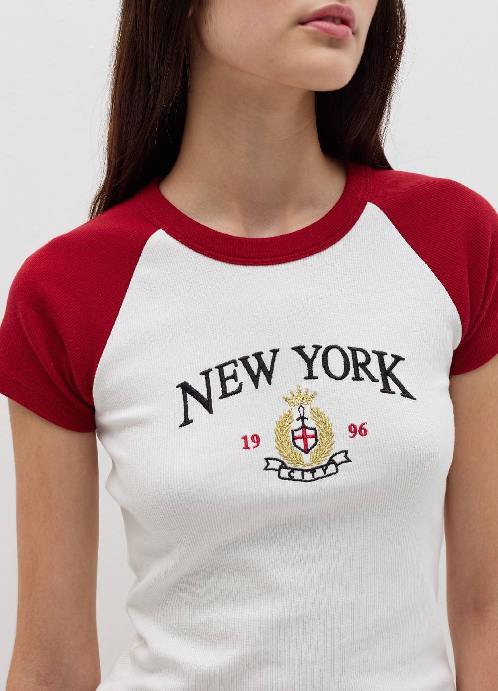 B. ANGEL T-shirt a costine con ricamo Promozione Limitata