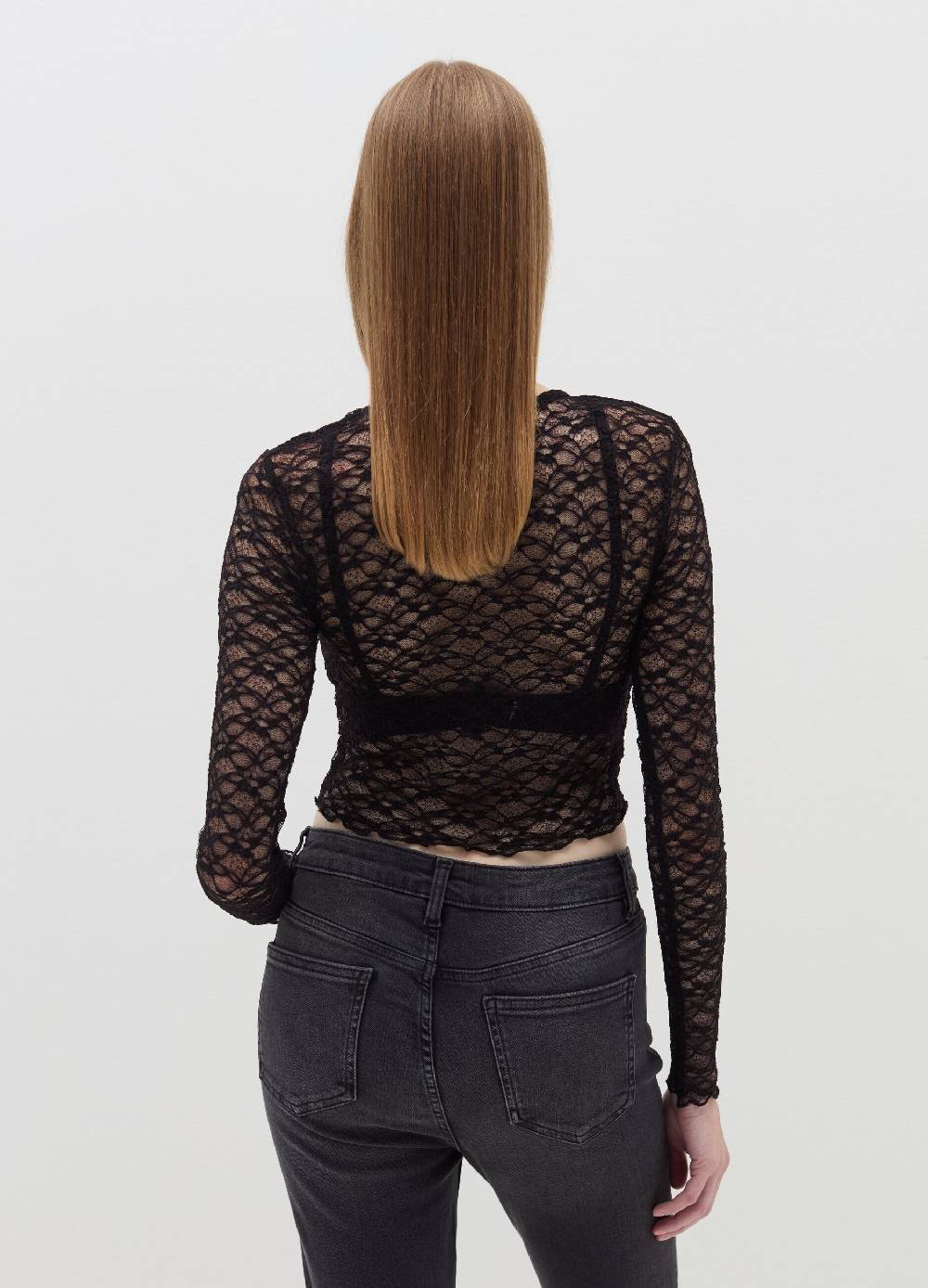 B. ANGEL T-shirt crop effetto pizzo Offerte