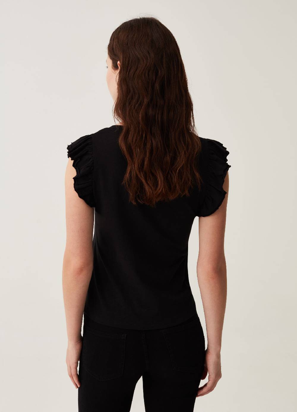 OVS Tank top in cotone slub con volant Vendita Economica