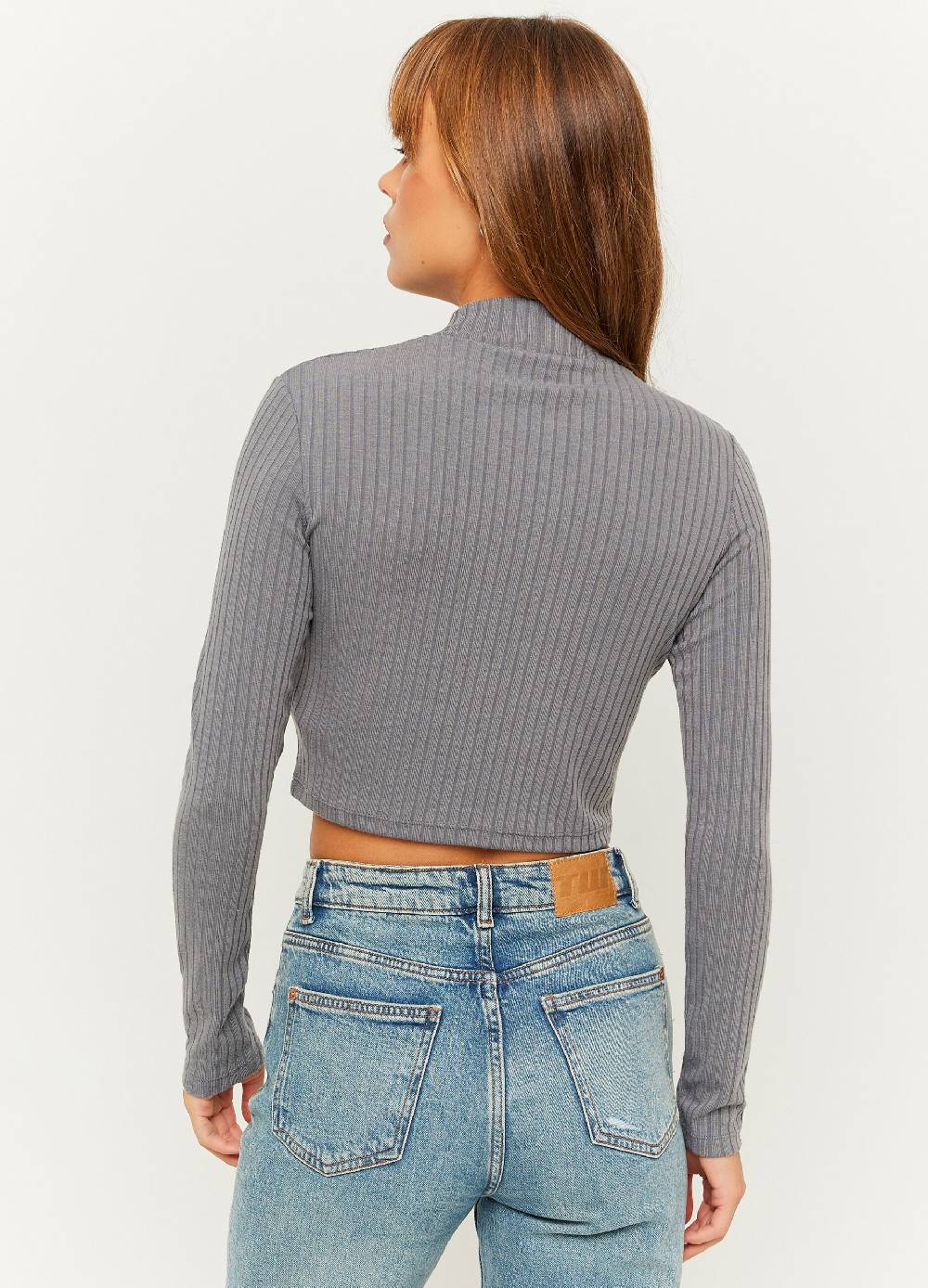 TALLY WEIJL T-shirt cropped a coste piatte mock neck Promozione
