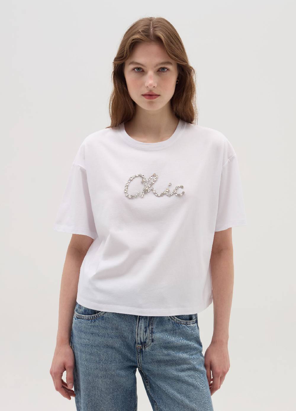 OVS T-shirt boxy fit in cotone con pietre Negozi Online