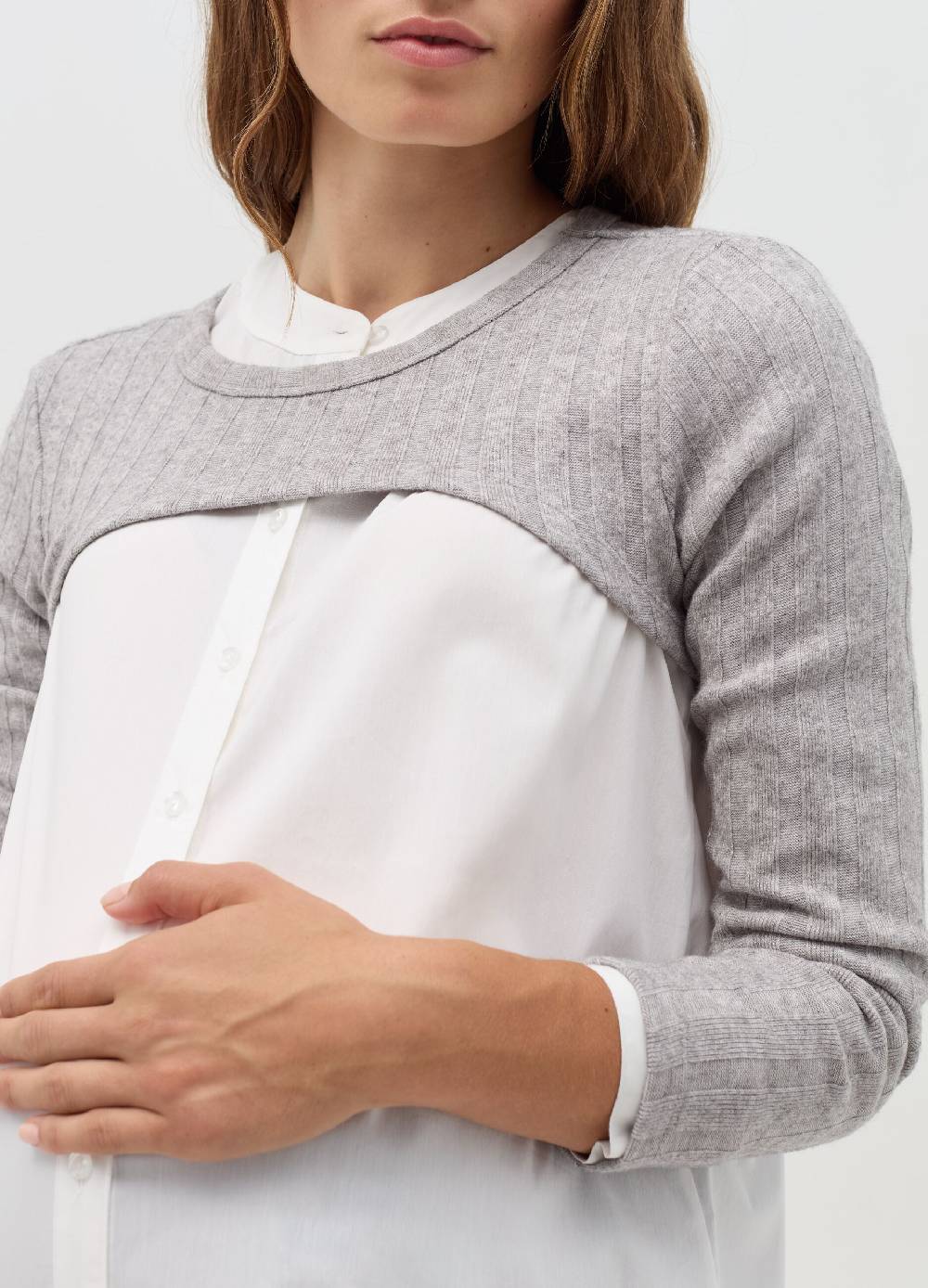 NICOL CARAMEL T-shirt premaman crop a coste piatte Shopping Online