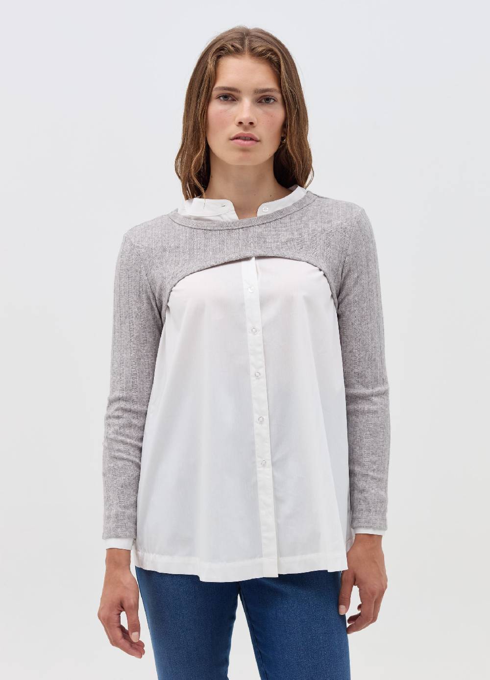 NICOL CARAMEL T-shirt premaman crop a coste piatte Shopping Online