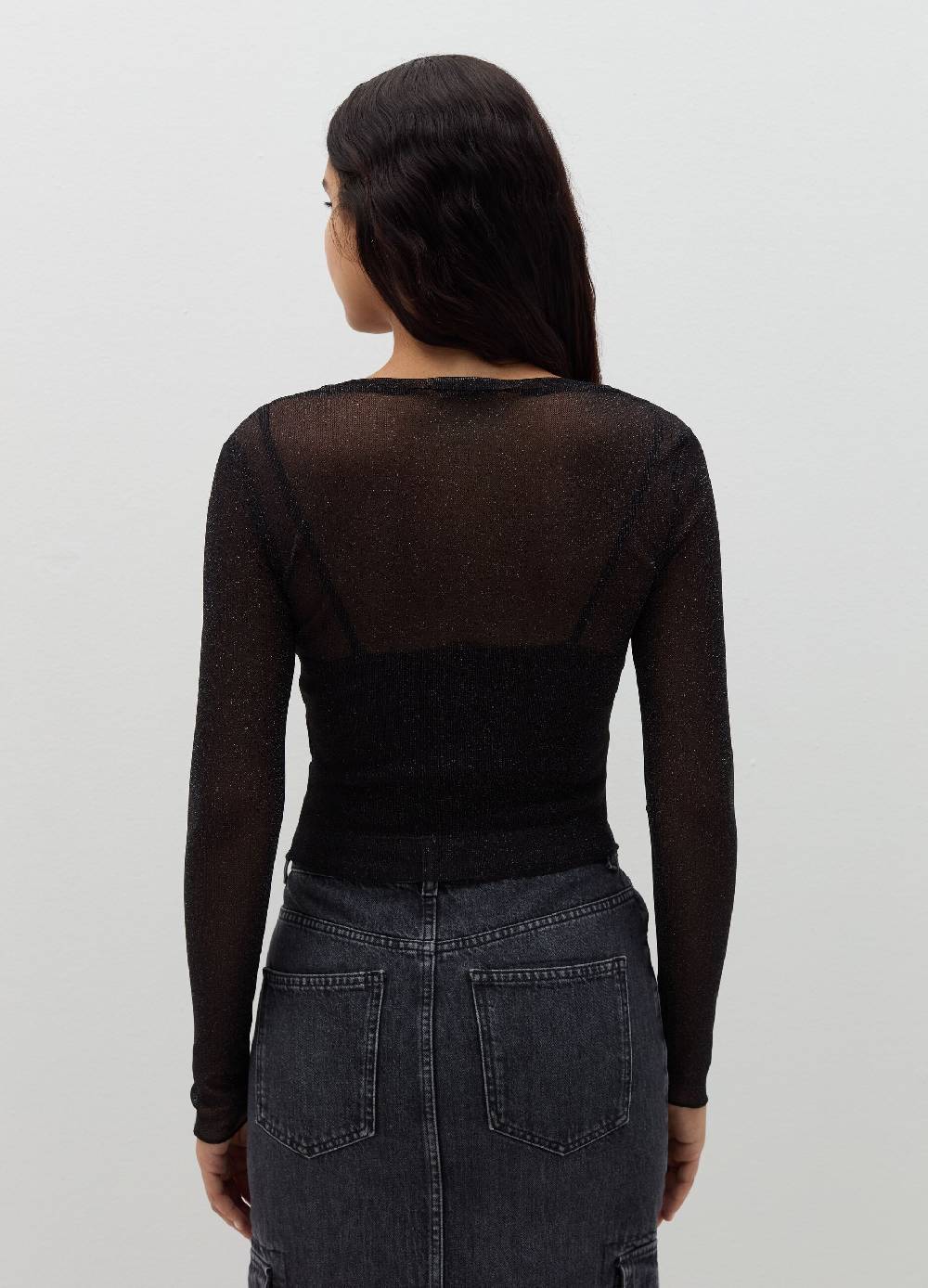 B. ANGEL T-shirt maniche lunghe in mesh con lurex Outlet