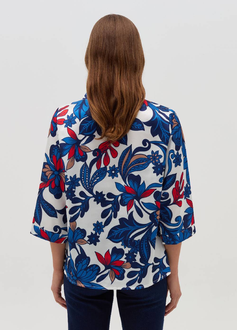 HYBRID Blusa floreale con maniche a tre quarti Vendita Calda