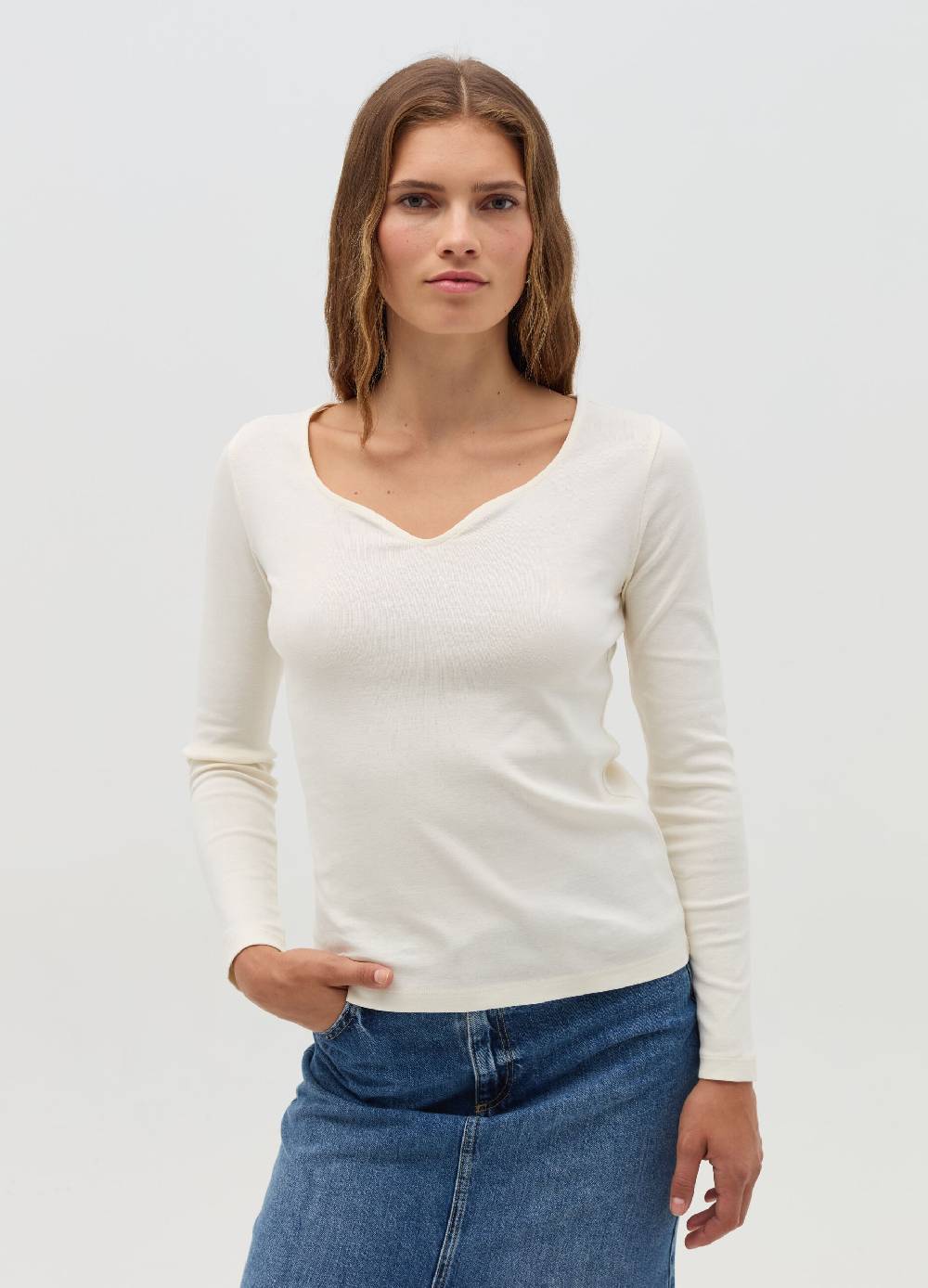 OVS T-shirt a maniche lunghe con scollo a cuore Vendita Economica