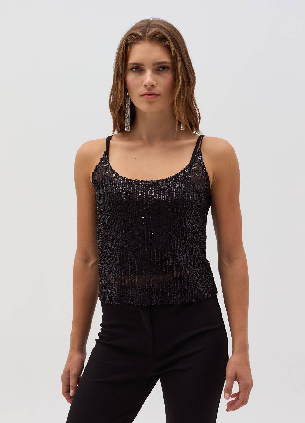 OVS Top con paillettes all-over Nuova