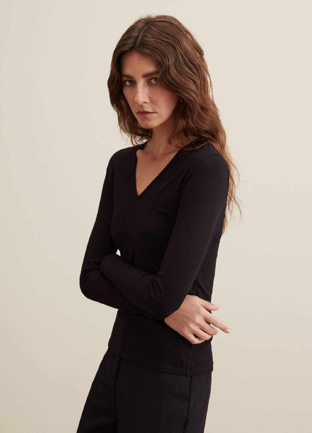 PIOMBO T-shirt a maniche lunghe con scollo a V Prezzo Ridotto