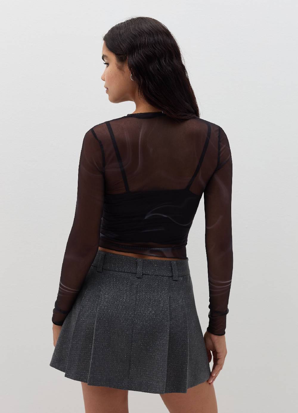 B. ANGEL T-shirt maniche lunghe in mesh con lurex Nuova