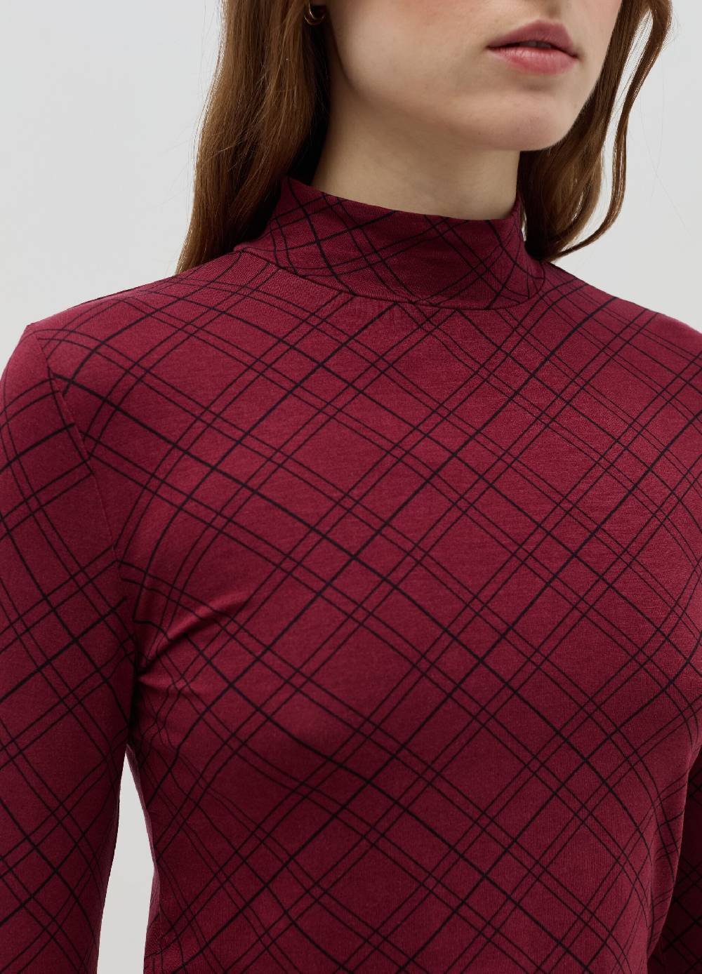 OVS T-shirt mock neck con fantasia check Negozi Online