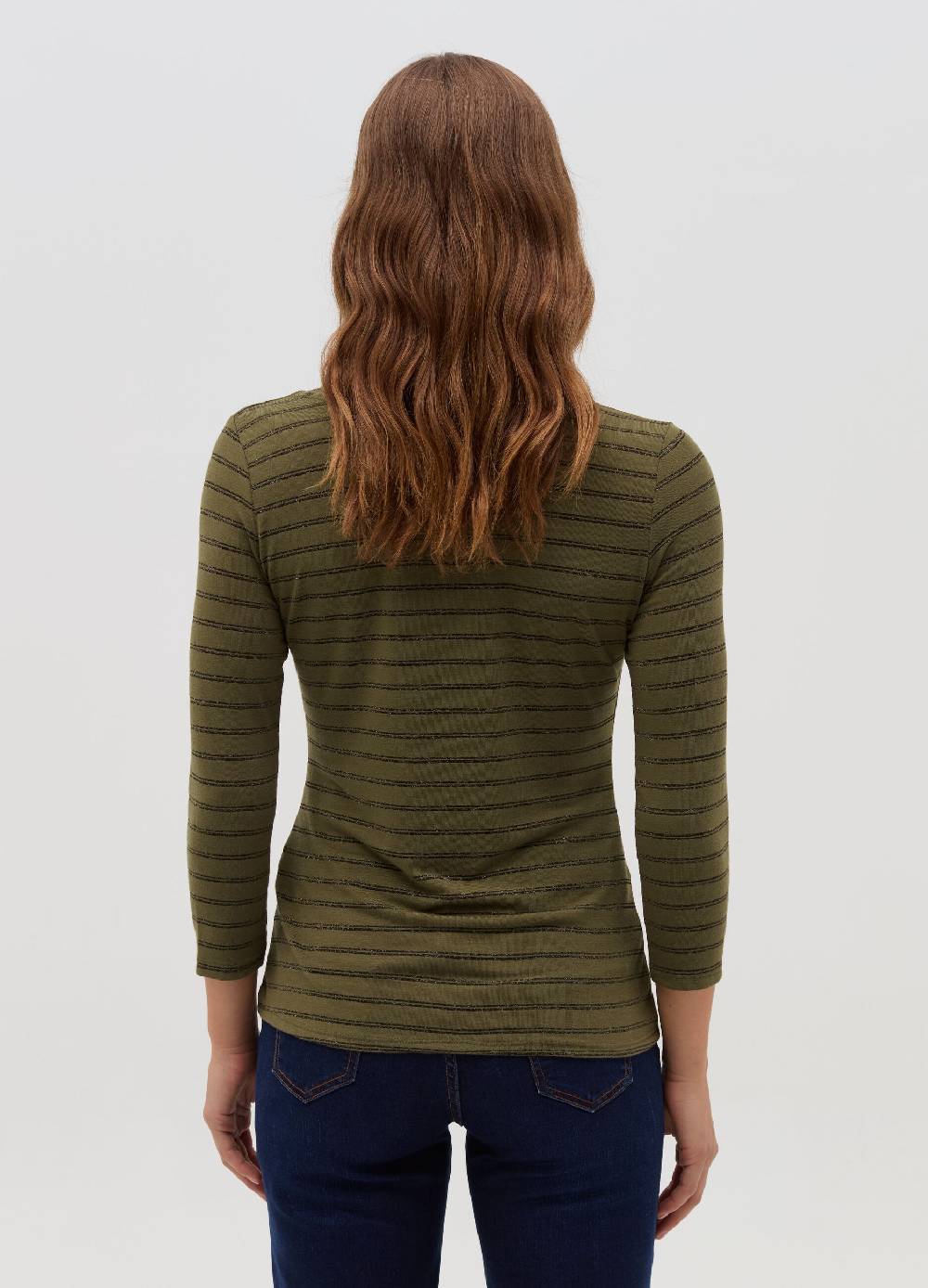 HYBRID T-shirt a righe in lurex maniche a tre quarti Affare Del Giorno
