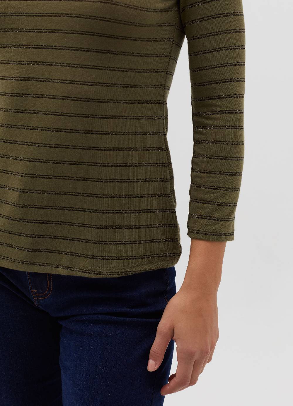 HYBRID T-shirt a righe in lurex maniche a tre quarti Affare Del Giorno