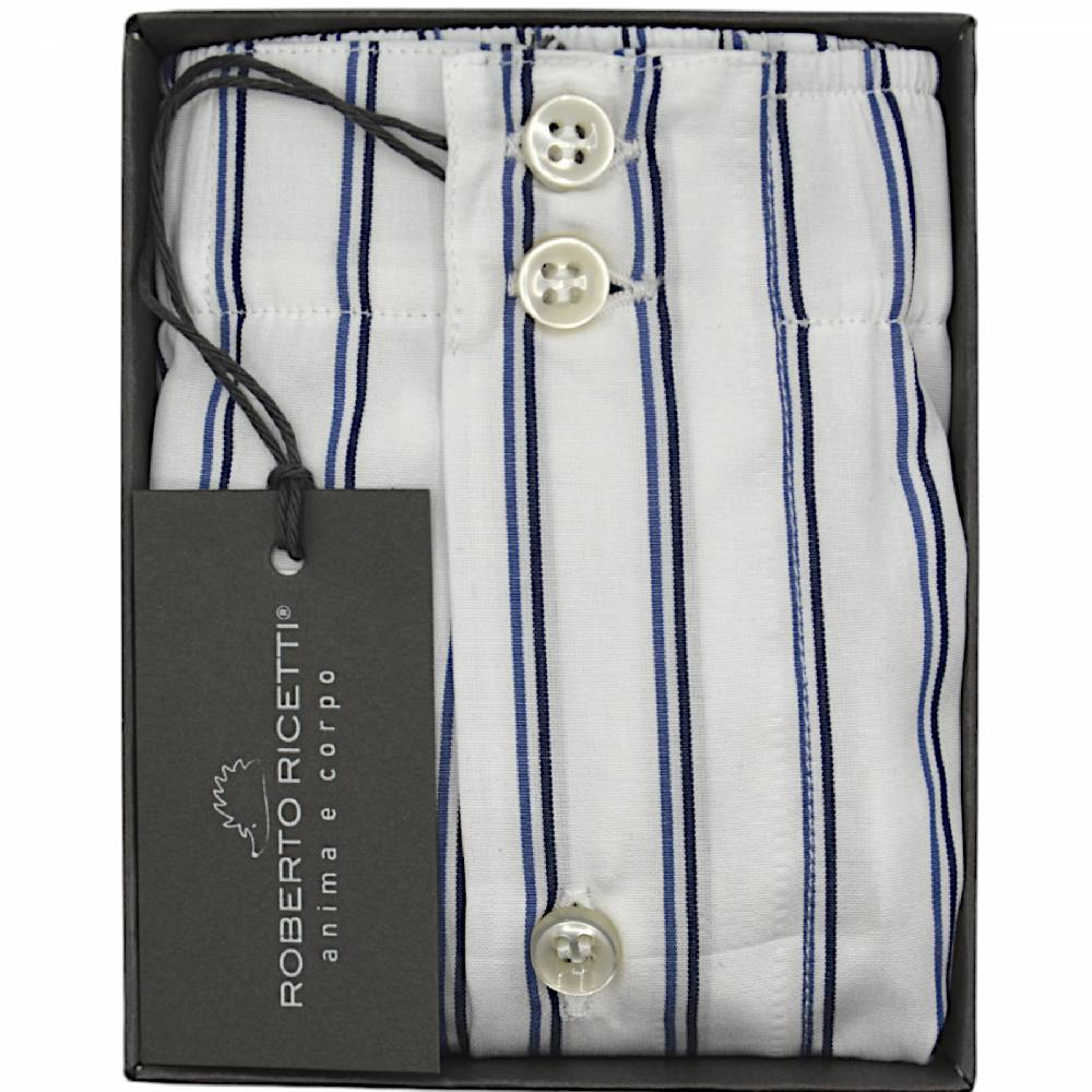 Roberto Ricetti BOXER DB1 SUPPORT - BIANCO CON RIGA BLU E NERA Vendita