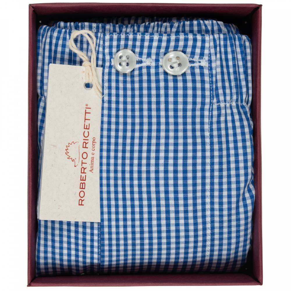 Roberto Ricetti BOXER CLASSIC TAGLIA FORTE - BIANCO QUADRETTO BLU