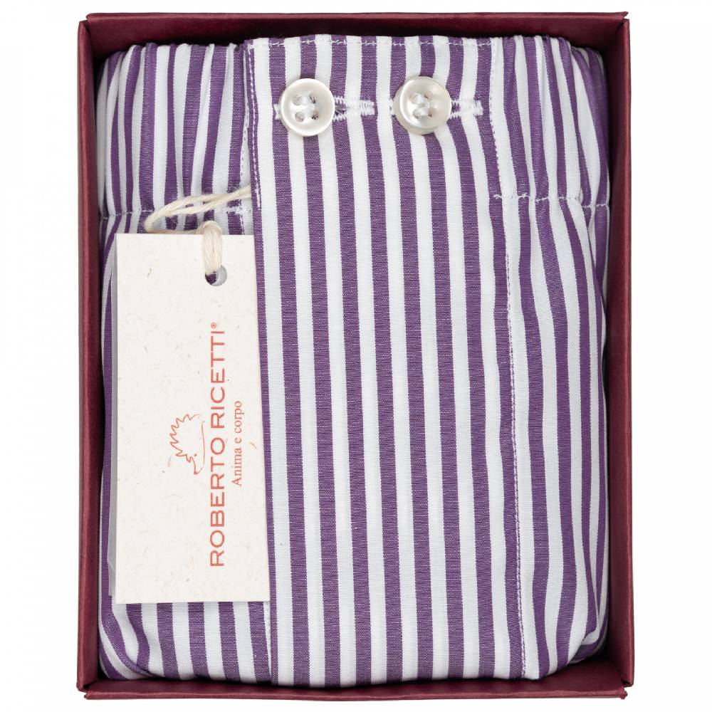Roberto Ricetti BOXER CLASSIC TAGLIA FORTE - BIANCO RIGA VIOLA