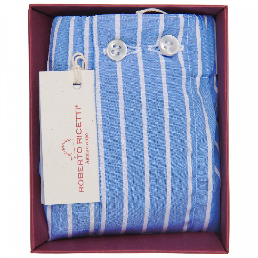 Roberto Ricetti BOXER CLASSIC TAGLIA FORTE - AZZURRO RIGA BIANCA