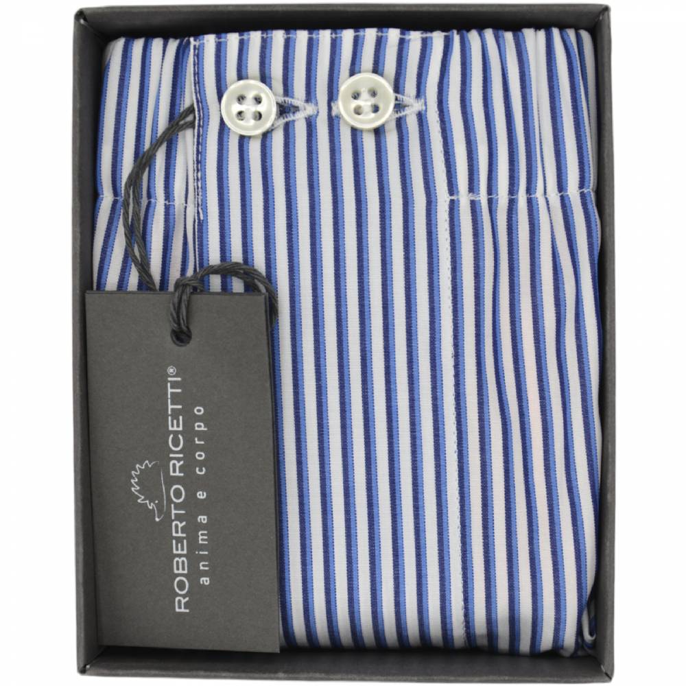 Roberto Ricetti BOXER UOMO CLASSIC - BIANCO RIGA BLU E NERA Acquista Ora