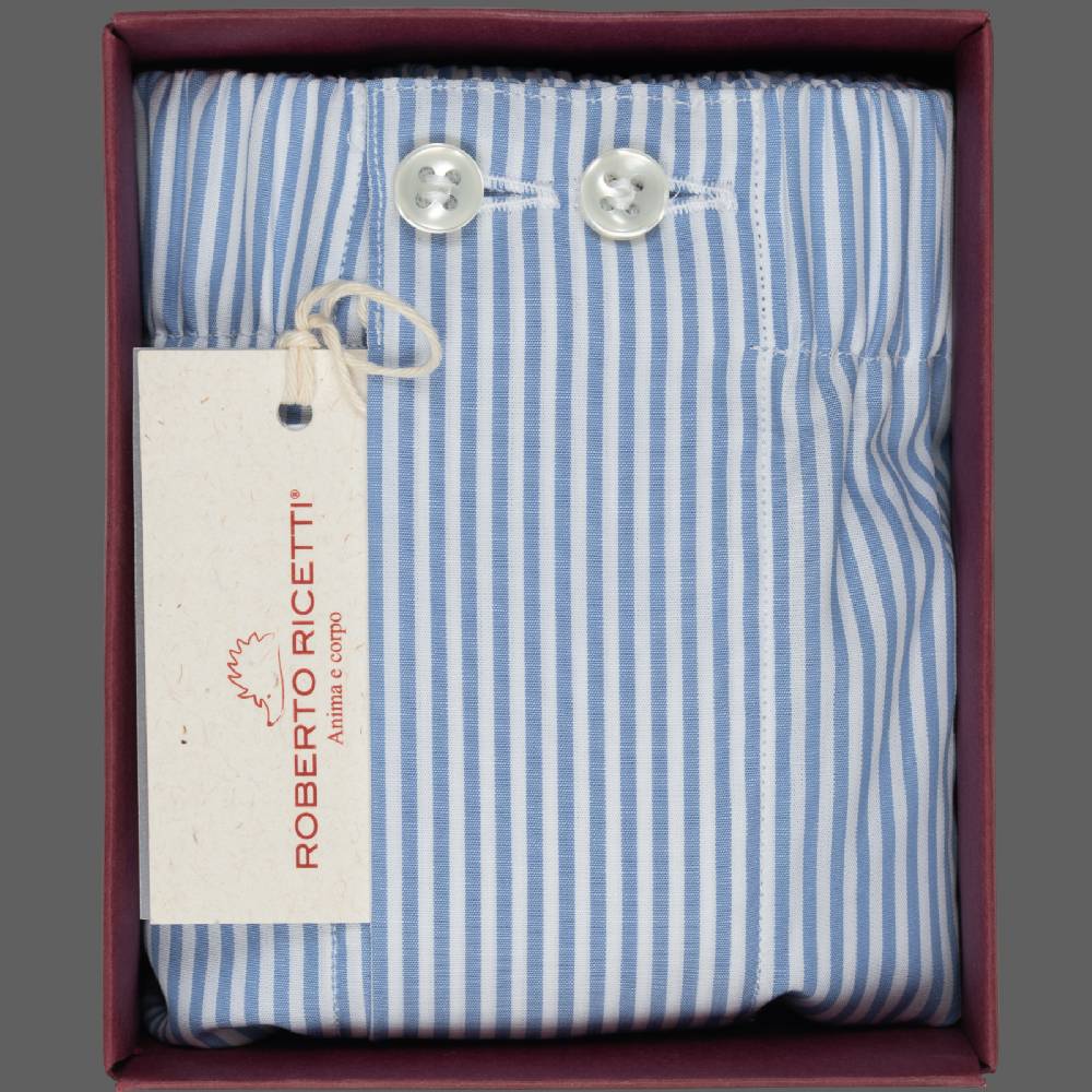 Roberto Ricetti BOXER UOMO CLASSIC - BASIC - CONTINUATIVO - RIGA AZZURRA Prezzo Ridotto