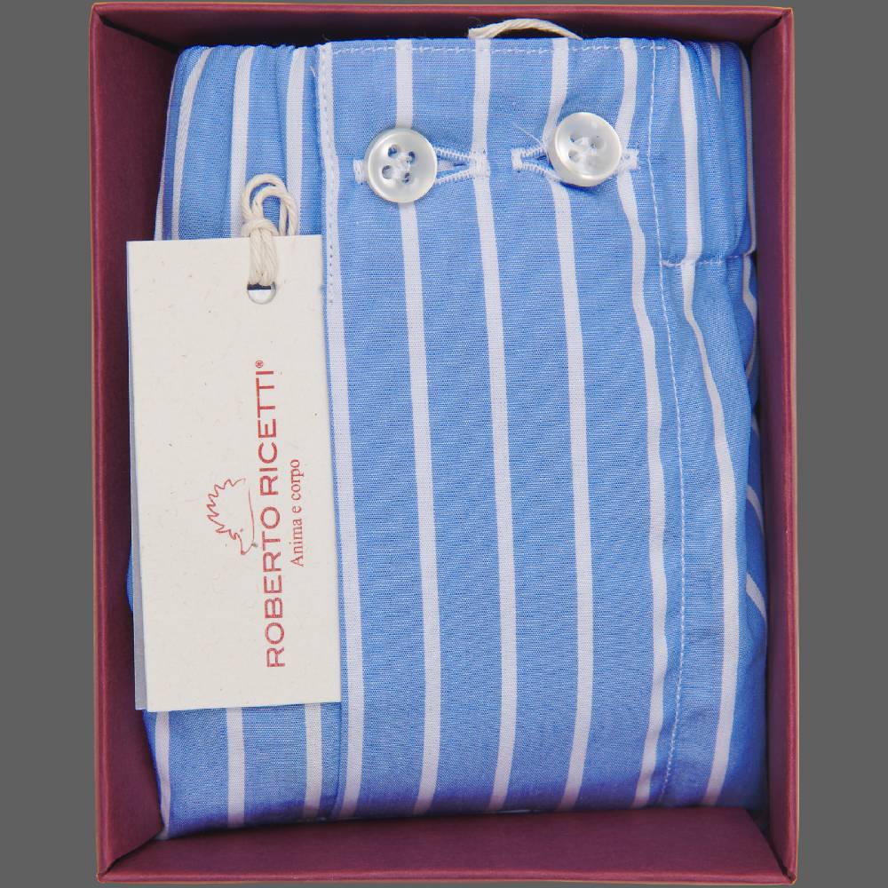 Roberto Ricetti BOXER UOMO CLASSIC - BASIC - CONTINUATIVO - RIGA FONDO AZZURRO Novità