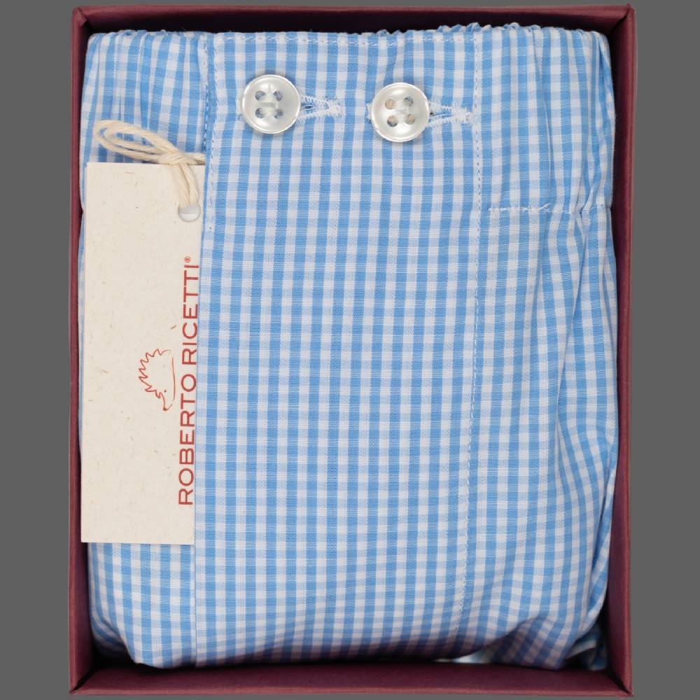 Roberto Ricetti BOXER UOMO CLASSIC - BASIC - CONTINUATIVO - VICHY AZZURRO Presa