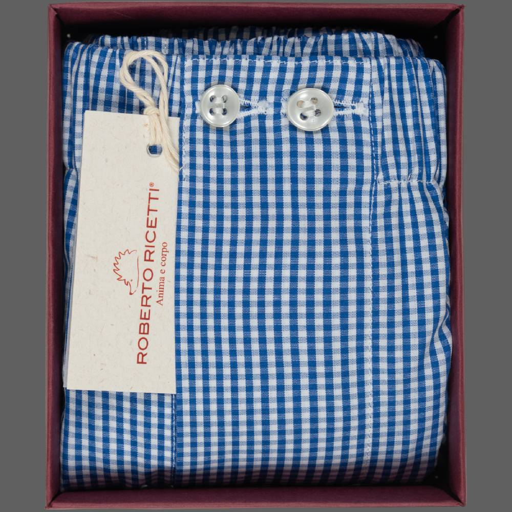 Roberto Ricetti BOXER UOMO CLASSIC - BASIC - CONTINUATIVO - VICHY BLU Offerta