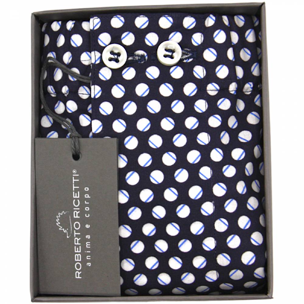 Roberto Ricetti BOXER UOMO CLASSIC - STAMPA BIANCA BLU In Vendita