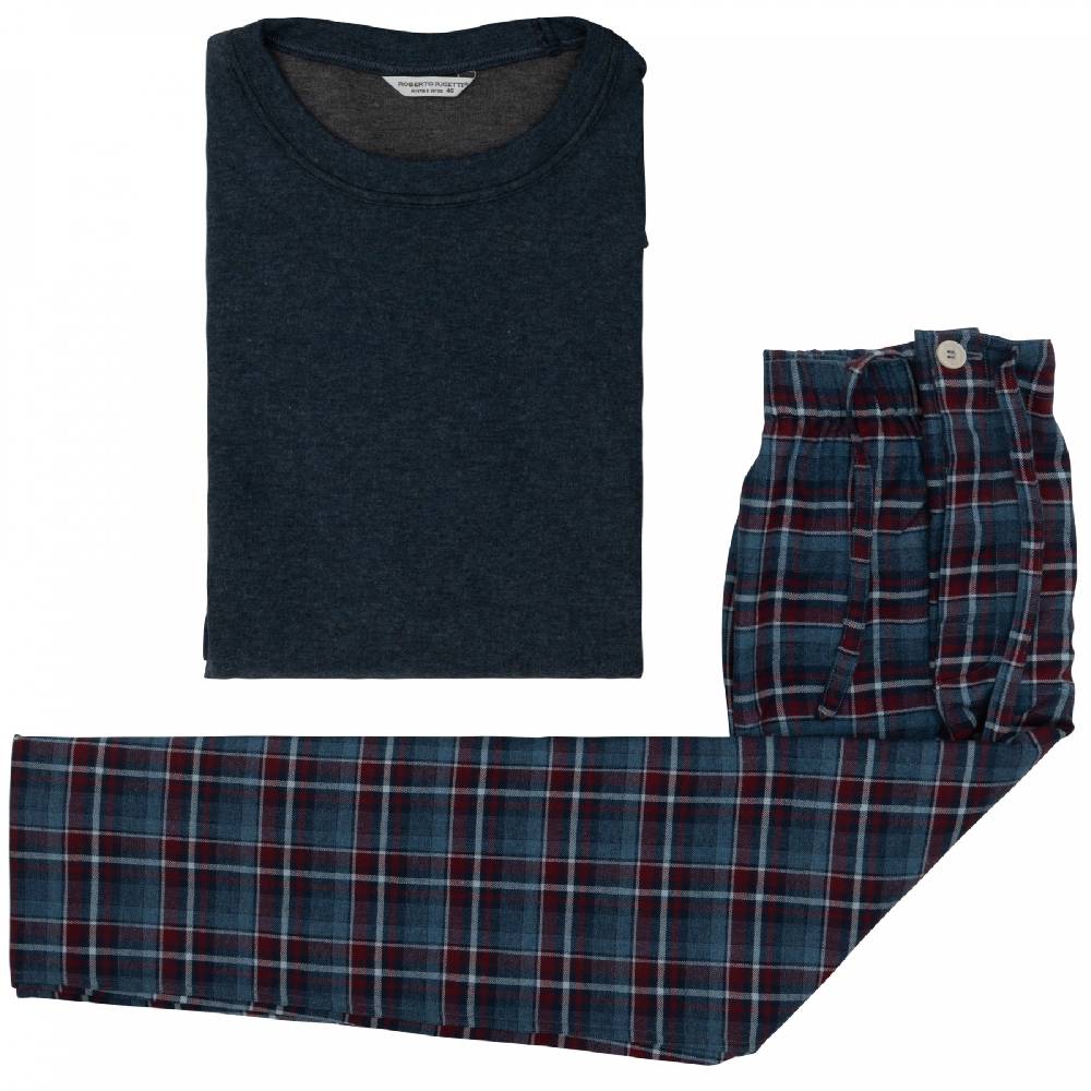 Roberto Ricetti FELPA GIROCOLLO BLU - PANTALONE SCOZZESE ROSSO/BLU I Più Venduti