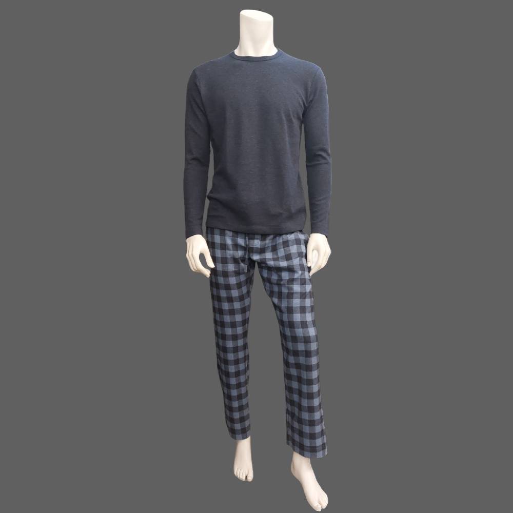 Roberto Ricetti FELPA GIROCOLLO BLU - PANTALONE CON TASCHE A QUADRI Negozio