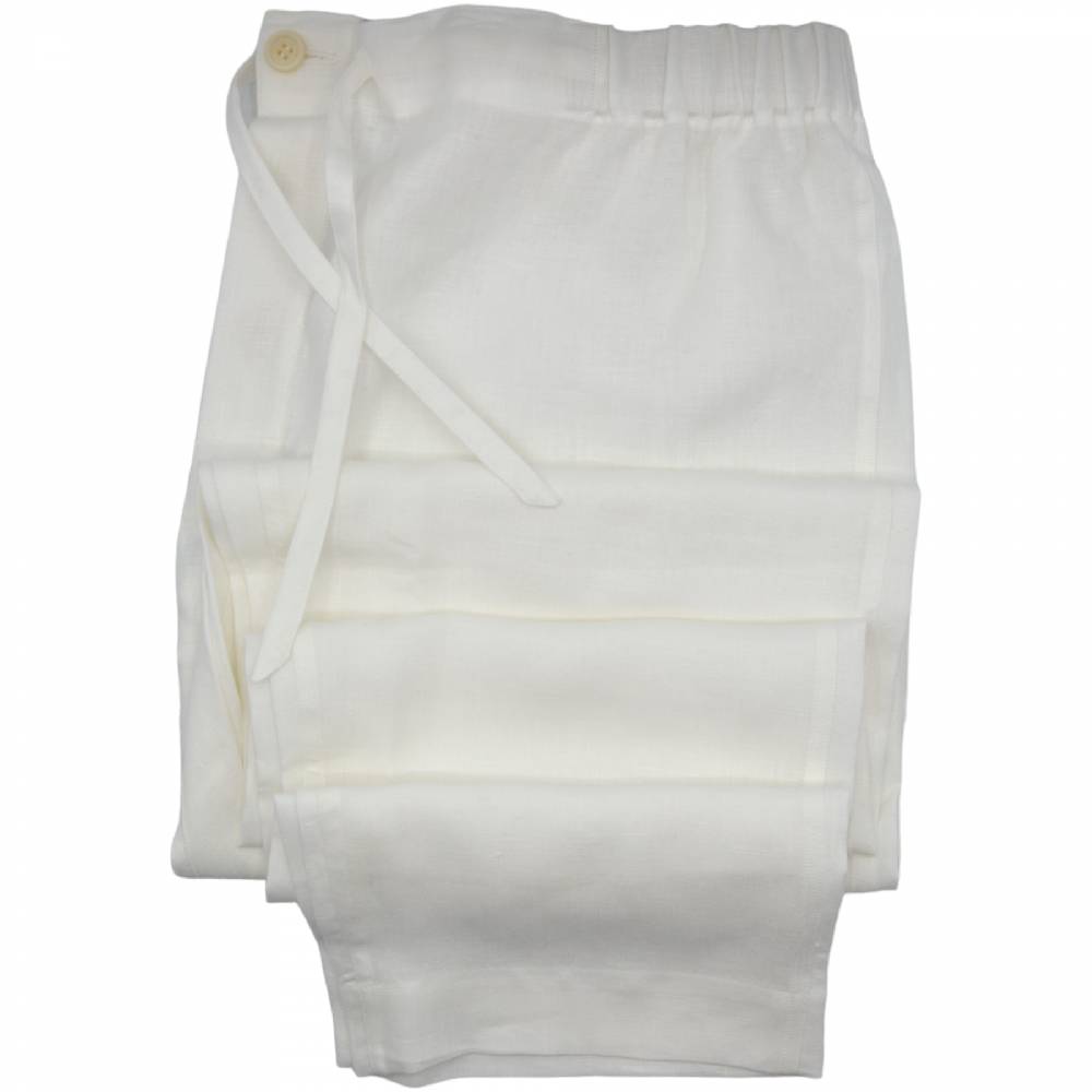 Roberto Ricetti PANTALONE LUNGO - BIANCO IN LINO Spedizione Gratuita